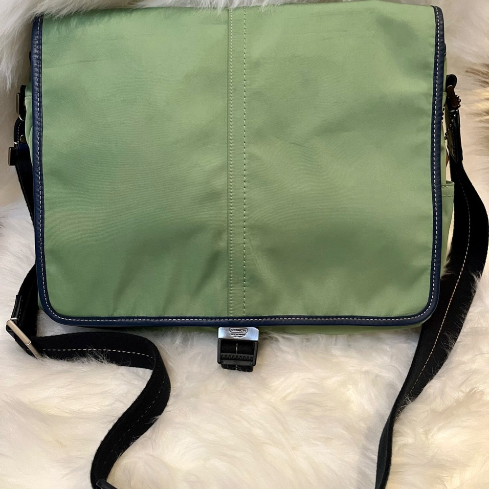 Coach Green Navy Blue Nylon Transatlantic Messenger Crossbody Bag Unisex